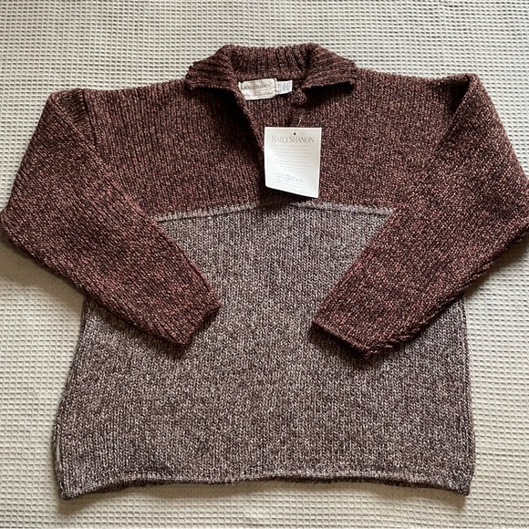 Ballyshanon Knit Wool Sweater Medium Mens Hand Loomed Ireland Shawl Collar
